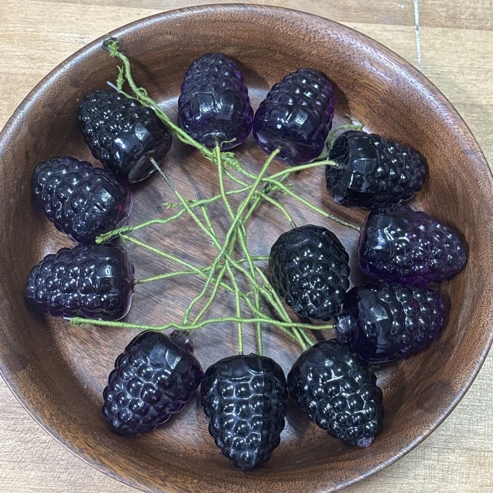 Vintage 1960s 70s Lucite Blackberries Lot of 12 Faux Fruit Retro Decor Craft